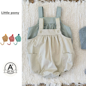 婴幼儿春季 百搭休闲三角爬服 可爱背带短裤 新款 包屁衣男女宝宝韩版