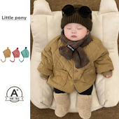 婴儿衣服2026秋冬新款 夹棉外套男童韩版 百搭加厚棉衣防风外出棉服