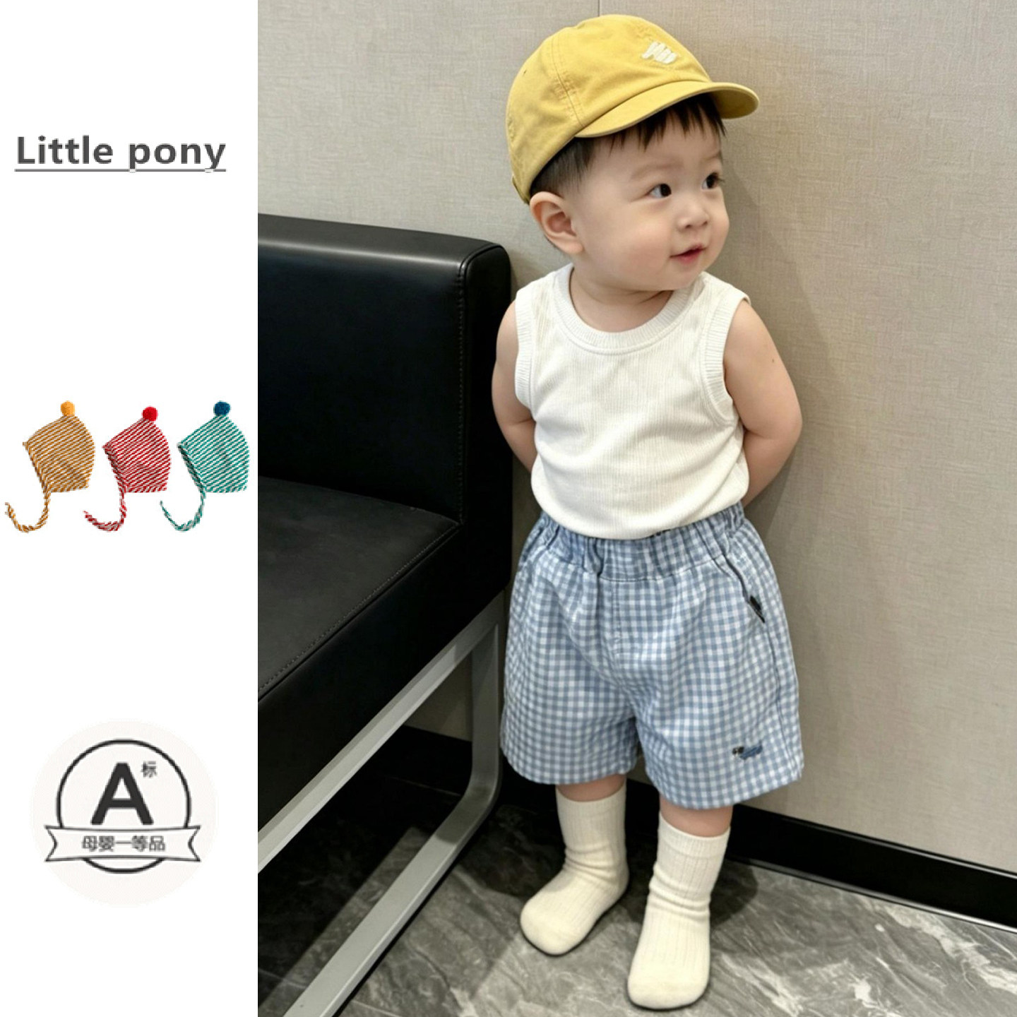 男女童夏季新款短裤宝宝韩版可爱格子五分裤百搭宽松直筒短裤套装