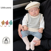 新款 韩版 条纹针织马甲背心打底衫 婴儿衣服2026春季 长裤 外出三件套