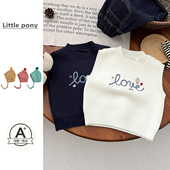 针织马甲男女童可爱字母毛衣背心百搭针织衫 婴儿2026春季 新款 马甲