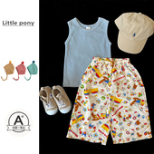 婴儿衣服夏季 男女童可爱外出服 套装 薄款 小宝宝背心卡通印花防蚊裤