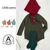 婴幼儿新年针织哈衣包屁衣秋冬新小月龄宝宝洋气百搭套头毛衣爬服