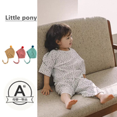 韩版 童装 宝宝棉质舒适碎花七分袖 婴幼儿春夏家居服套装 长裤 睡衣