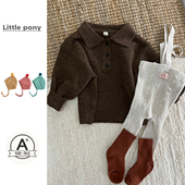 纯色针织衫 婴儿毛衣秋冬新款 男女宝宝韩版 儿童洋气百搭翻领毛线衣