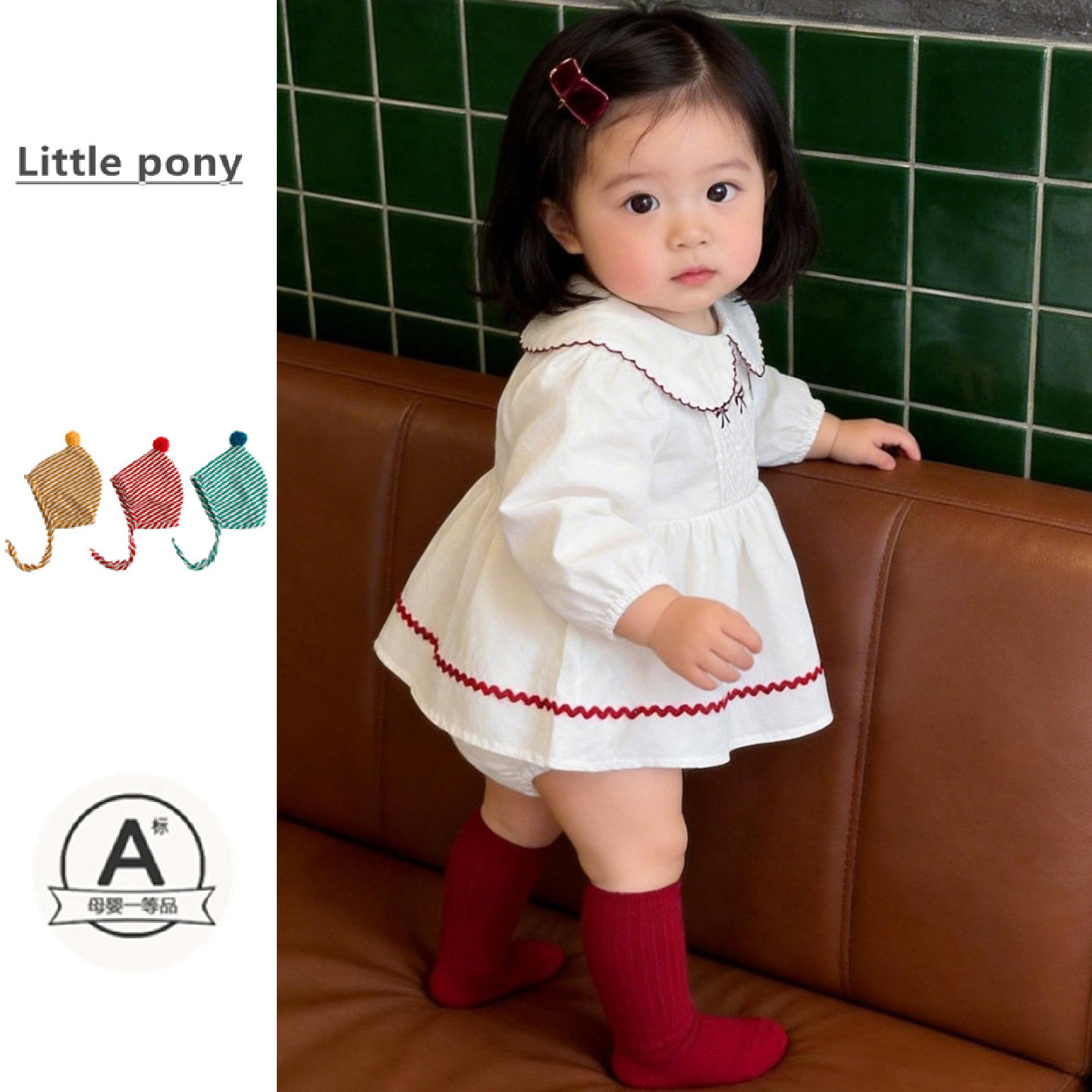 婴幼儿春夏新款包屁衣女宝宝可爱蝴蝶结长袖爬服裙甜美生日周岁服图片