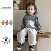 儿童春季 两件套百搭外出服 男女宝宝可爱卡韩系卫衣休闲裤 新款 套装
