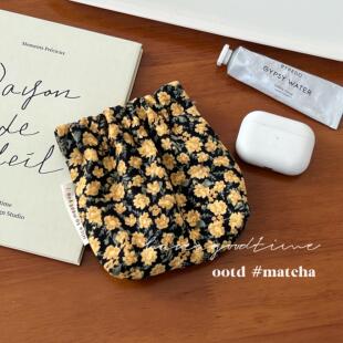 2026新款 复古碎花灯芯绒零钱包弹片小布袋口红首饰钥匙杂物收纳袋