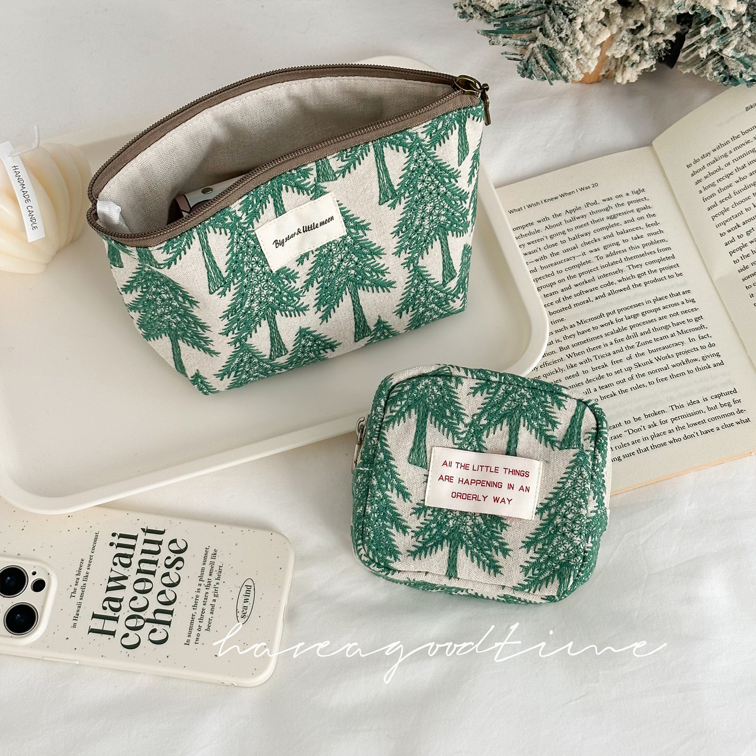 圣诞季 刺绣化妆包女 节日礼物收纳包拉链小包包大容量耳机口红包,收纳整理,化妆包,淘宝优惠券,粉丝福利购,淘宝优惠卷