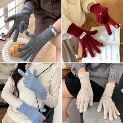网红手套集合红色针织手套女冬