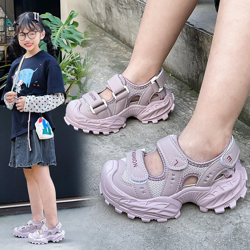 儿童框子鞋网面透气夏季男童运动凉鞋包头女童鞋子夏天小孩子凉鞋