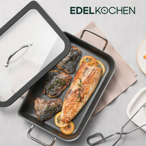 韩国原装进口正品EDELKOCHEN煎鱼煎海鲜不粘锅平底锅煎锅