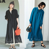 连衣裙女春夏新款 纯棉镂空蕾丝精致宽松黑色有大码 外贸出口长裙