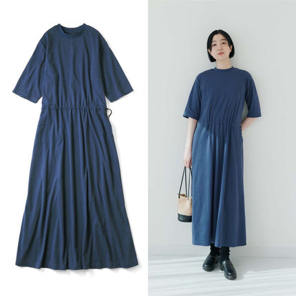 连衣裙女夏季新款纯棉冷感吸汗速干可收腰蓝色有大码外贸出口长裙