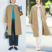 风衣 外贸出口日单长款 外套女秋春新款 防水轻熟加棉圆领驼色有大码