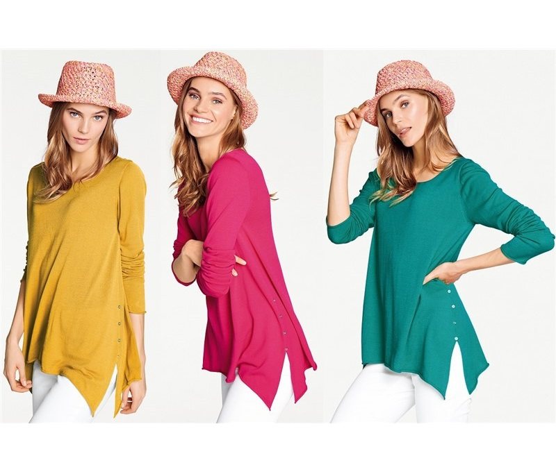 《7月生活》外贸出口日单 春季清爽面料糖果色垂顺侧开气针织衫