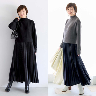 连衣裙女春秋冬百搭新款拼接百褶气质显瘦藏肉有大码外贸日单长裙