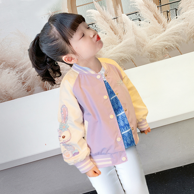 女童外套春秋新款儿童春装网红炸街卡通棒球服小女孩夹克女宝上衣