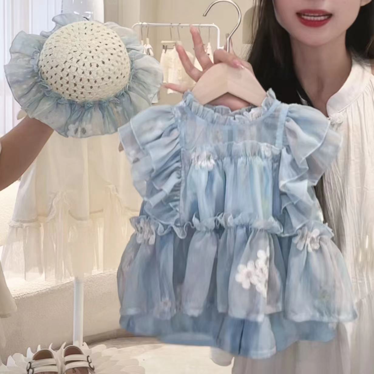 无袖娃娃衫洋气短裤两件套潮