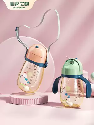 Baby baby PPSU children's water cup Straw cup Drop-proof learning drink duckbill cup Drinking dual-purpose cup spray-proof household