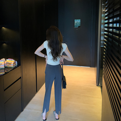 bigyu休闲通勤开叉西装裤