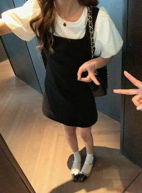BIGYU 简单俏皮 黑色背心裙！春夏新款无袖后拉链设计短款连衣裙