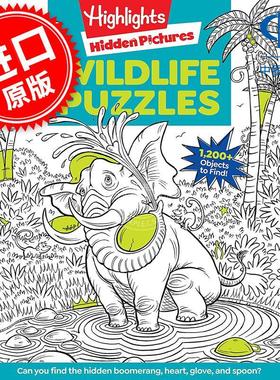 Highlights 野生生物谜题 儿童互动游戏书 英文原版 Wildlife Puzzles 5-10岁