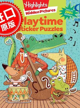 Highlights 游戏时间贴纸谜题 儿童互动游戏书 英文原版 Playtime Sticker Puzzles 3-6岁