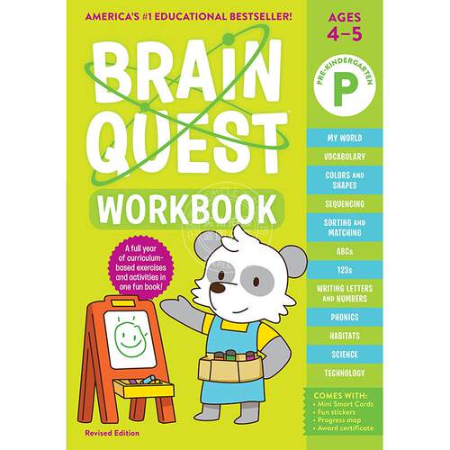 大脑任务练习册 4-5岁前幼儿园 英文原版 Brain Quest Workbook: Pre-K