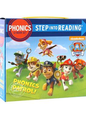现货 汪汪队立大功 自然拼读12册套装 英文原版 Paw Patrol Phonics Box Set 儿童英语学习阶梯读物 全彩页 莱德阿奇小丽灰灰路马