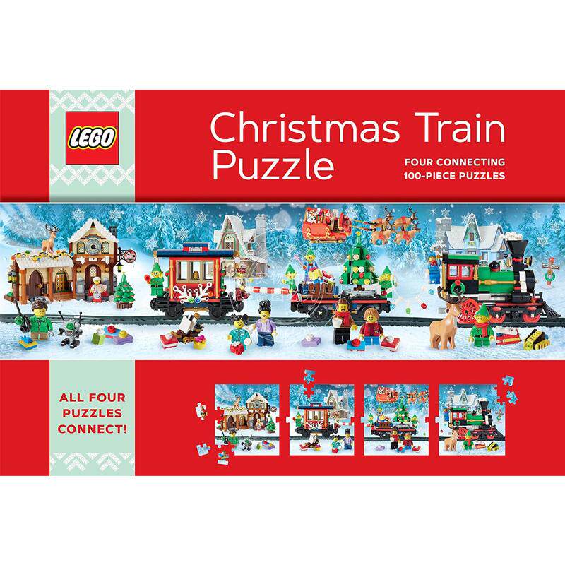 预售 乐高圣诞火车拼图 四个 100 片拼图 儿童拼图拼搭  英文原版 LEGO Christmas Train Puzzle 7岁以上