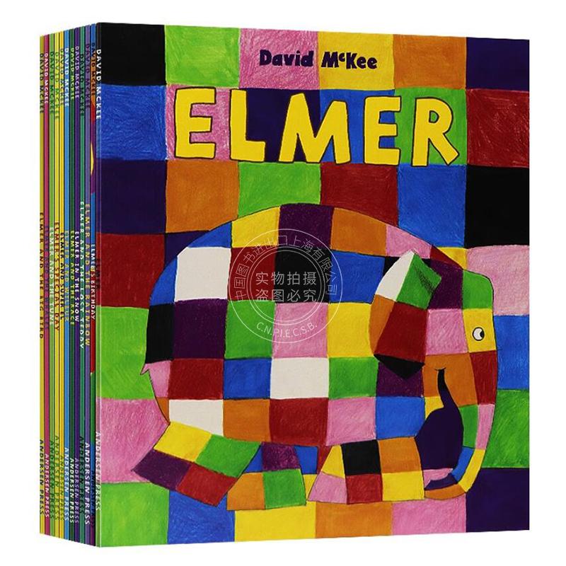 现货 花格子大象艾玛 十二册套装 英文原版绘本 Elmer 艾玛 吴敏兰书单