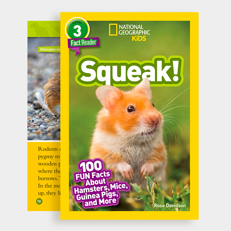 现货 National Geographic Readers: Squeak!: 100 Fun Facts About Hamsters, Mice, Guinea Pigs, and More(L