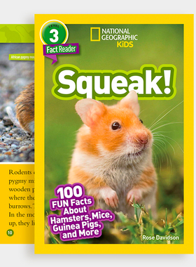 现货 National Geographic Readers: Squeak!: 100 Fun Facts About Hamsters, Mice, Guinea Pigs, and More(L