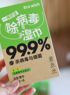 ecowish除病毒湿巾无酒精婴儿可用手口清洁消毒儿童湿巾小包便携