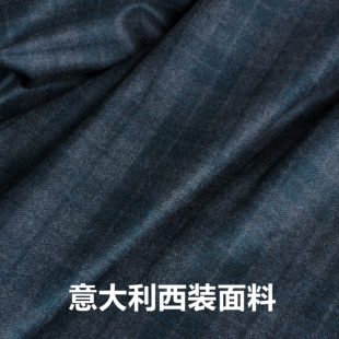 进口意大利 蓝色格子 全羊毛料 正装套装布料 男西装裤料服装面料