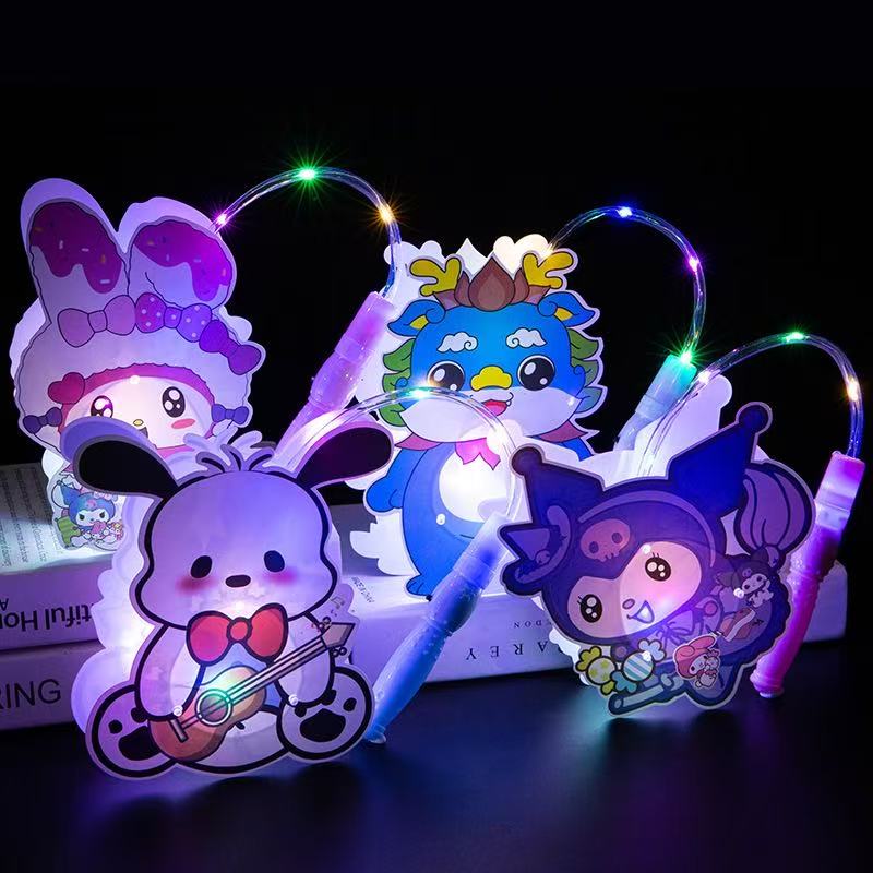 中秋节卡通灯笼儿童奥特曼库洛米手提diy花灯发光玩具摆摊小商品