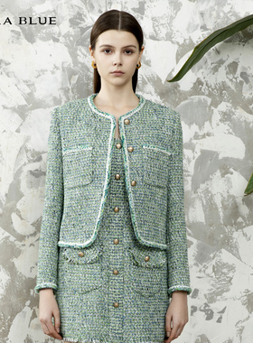 喀啦CARABLUE 气质百搭通勤显瘦小香风上衣KB241MWJ0001