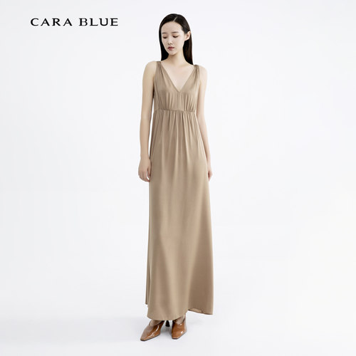 喀啦CARABLUE 气质优雅 简约百搭V领连衣裙 KB233MWO0018