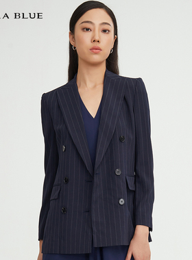 cara blue 喀啦 西服上衣 女装时尚条纹休闲通勤修身KC221MWJ0021