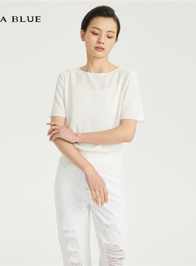 cara blue 喀啦 上衣 正品百搭简洁圆领KC211MWB0021