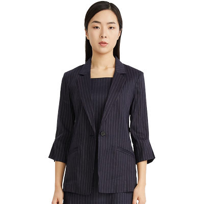 喀啦carablue女装时尚竖条纹西服