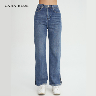 KC223MJP0003 休闲百搭高腰直筒水洗牛仔裤 喀啦CARABLUE女装 时尚