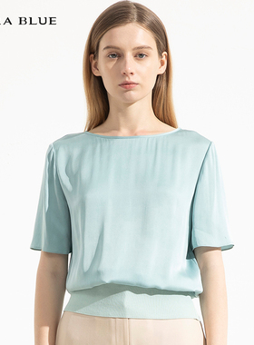 喀啦CARABLUE女装时尚简约纯色桑蚕丝衬衫女上衣KB211MWB0025