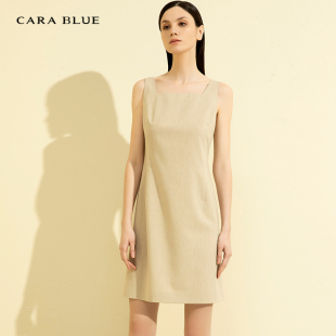 连衣裙 女装 时尚 cara 方领无袖 喀啦 气质修身 KB211MWO0296 blue