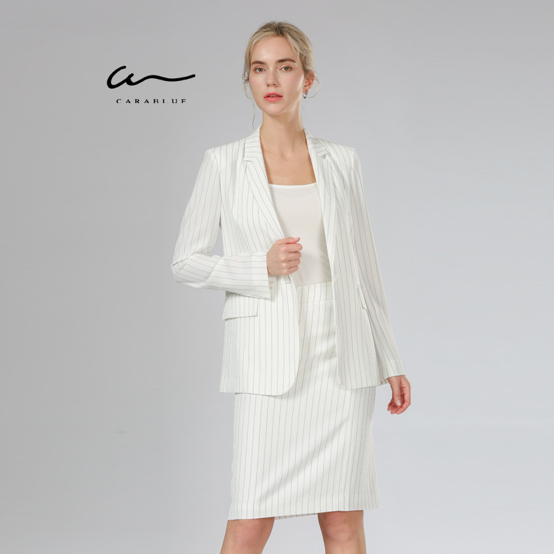 喀啦CARABLUE正品女装时尚潮流职业条纹西服女上衣KC201MWJ0018