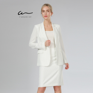 潮流职业条纹西服女上衣KC201MWJ0018 时尚 喀啦CARABLUE正品 女装