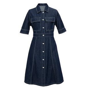 cara blue 喀啦 牛仔裙 女装时尚纯棉收腰显瘦中长款KB221MJO0005