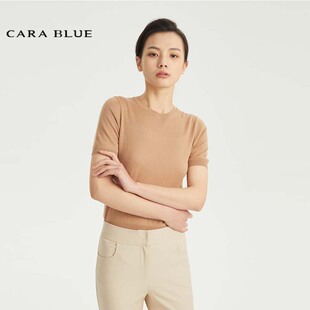 针织衫 正品 女装 cara 简约纯色短袖 喀啦 时尚 KC211MKR0005 blue
