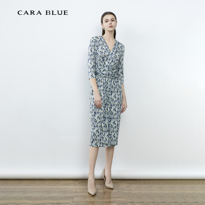 喀啦CARABLUE 气质V领收腰设计连衣裙KC241PWO0009